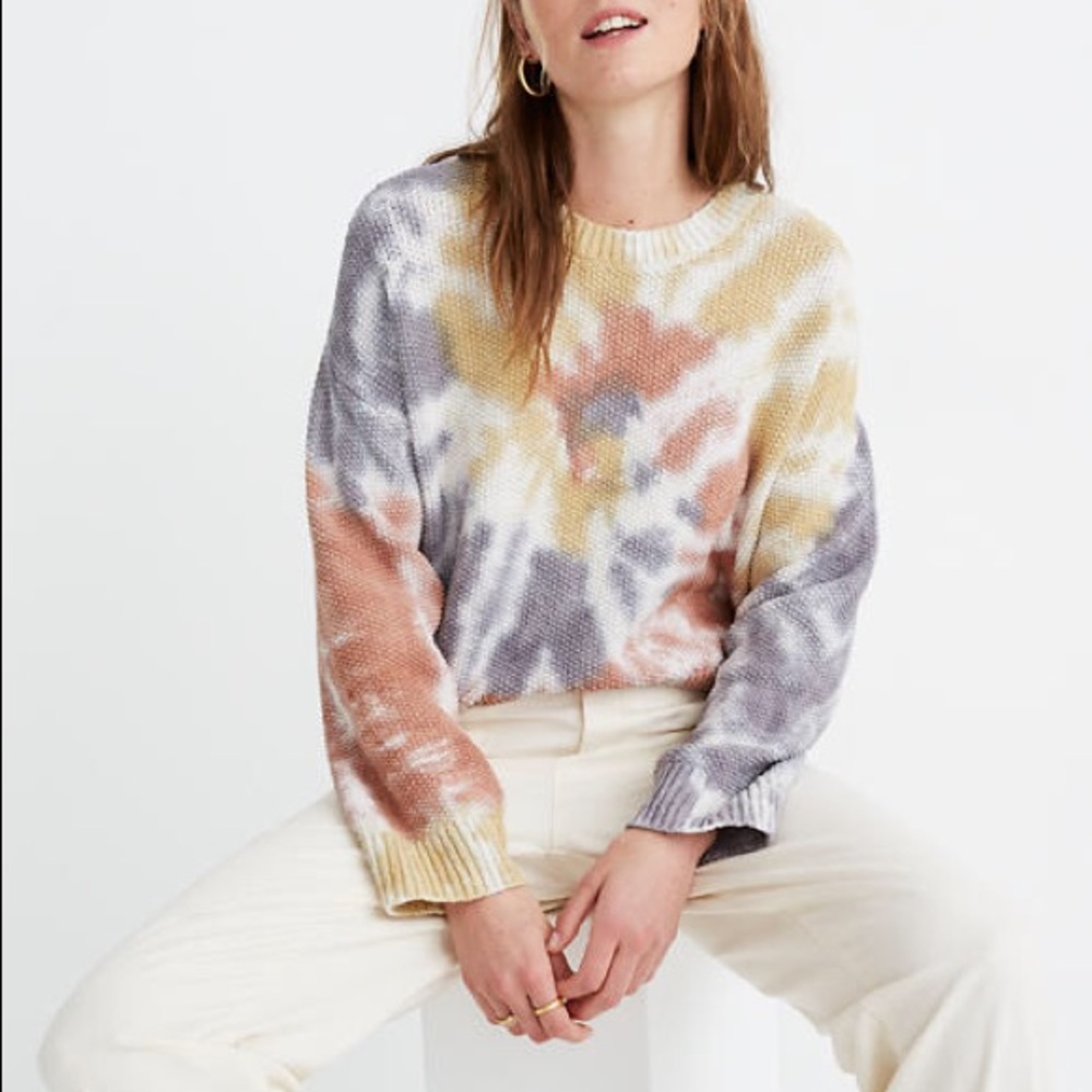 Madewell tie dye crop wide sleeve sweater